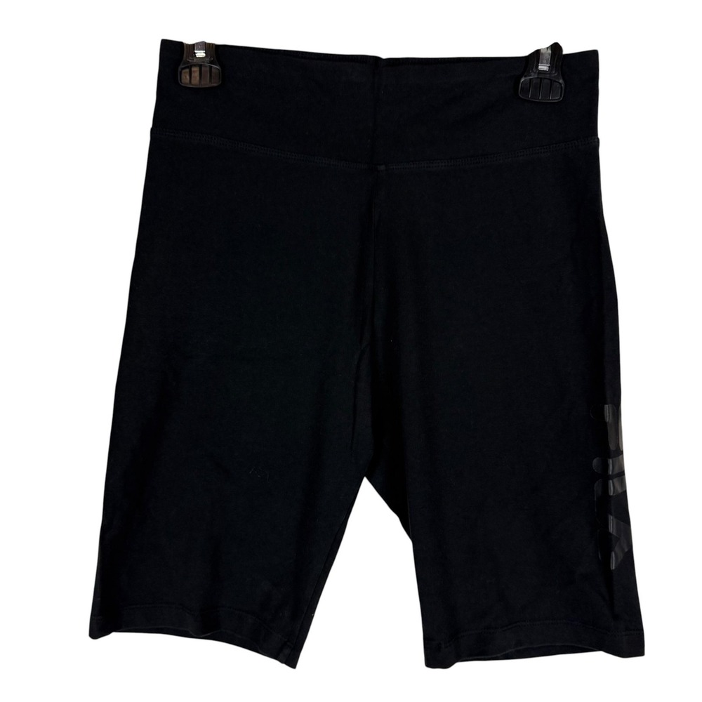 FILA Shorts Mens Medium Black Biker 9 Inseam Stretch Gym Training Athletic